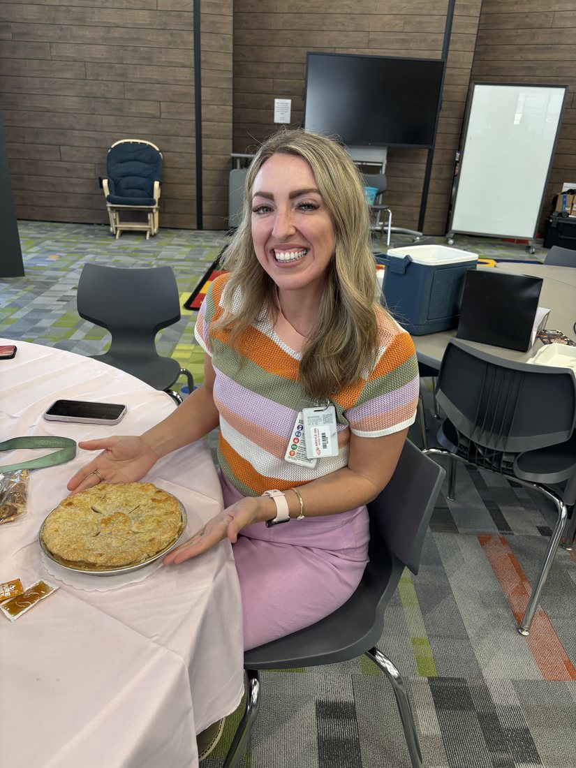 Party guests with pie slices