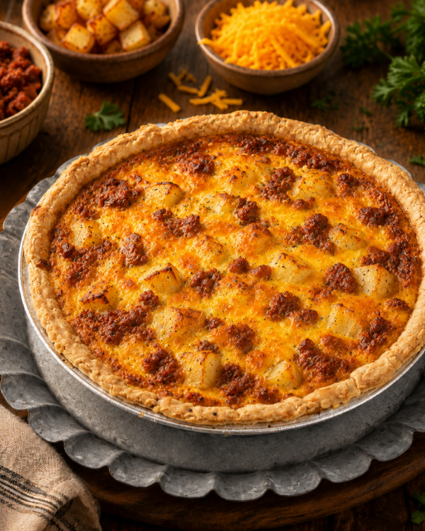 Chorizo, Potato & Cheese Quiche